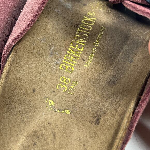 BIRKENSTOCK Sandals 38 L7 M5 Arizona Velvety Suede Leather Zinfandel Red - Picture 5 of 15